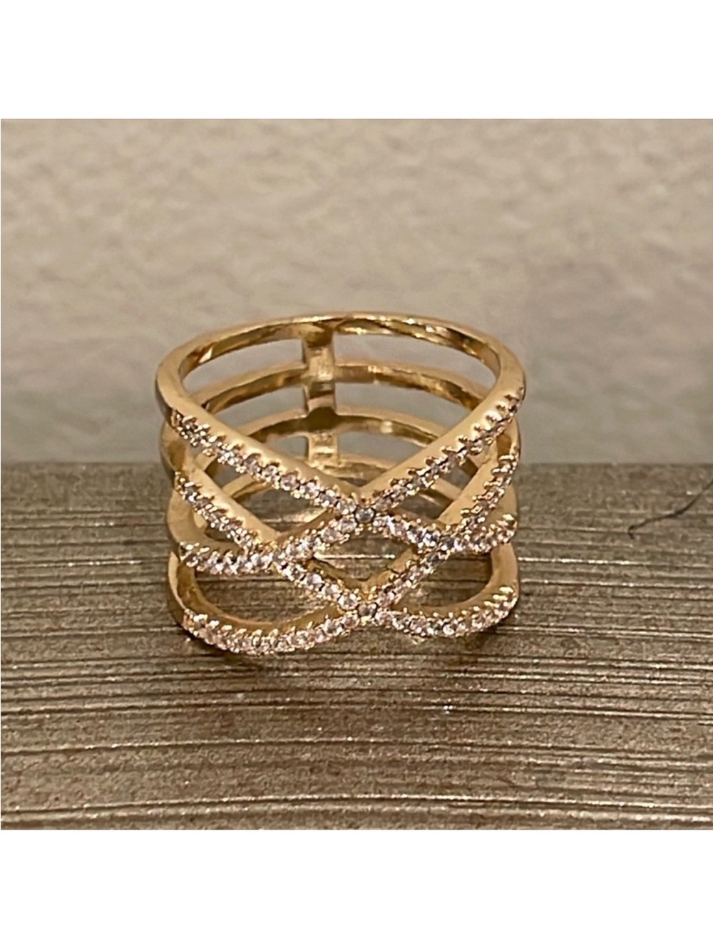 Gold-Tone Pave Crisscross Multi-Band Ring - Women's Fashion Jewelry